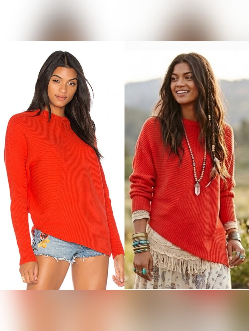 Free People | Downtown Asymmetrical Coral Pullover Sweater